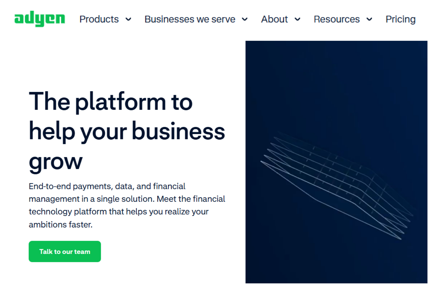 Adyen screenshot - 10 Mejores servicios de procesamiento de tarjetas de crédito para pequeñas empresas