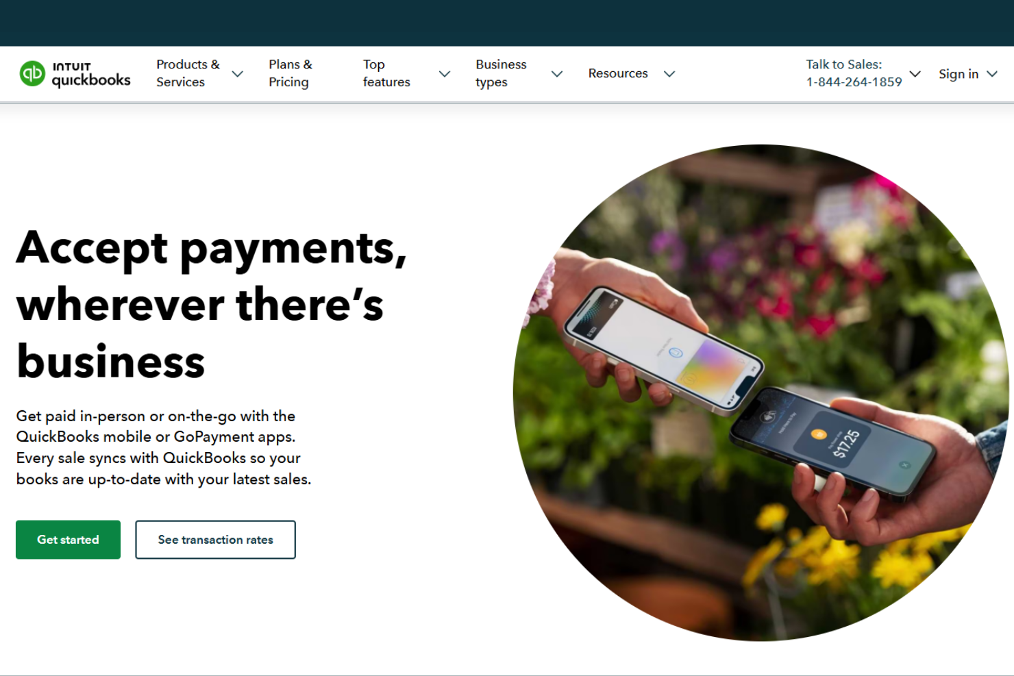 QuickBooks GoPayment screenshot - 10 Mejores Lectores de Tarjetas de Crédito para Android en 2026