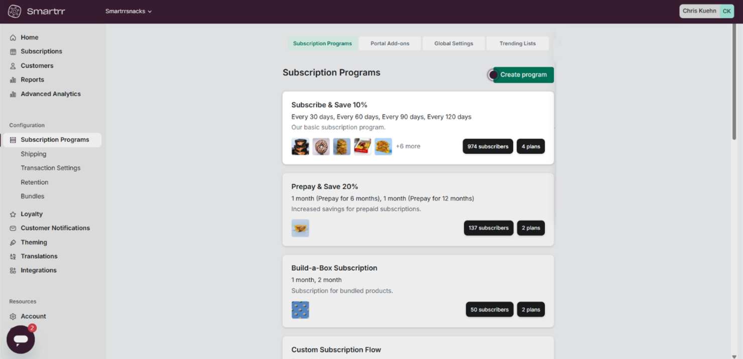 Smartrr screenshot - 10 mejores programas gratuitos de gestión de suscripciones para 2026