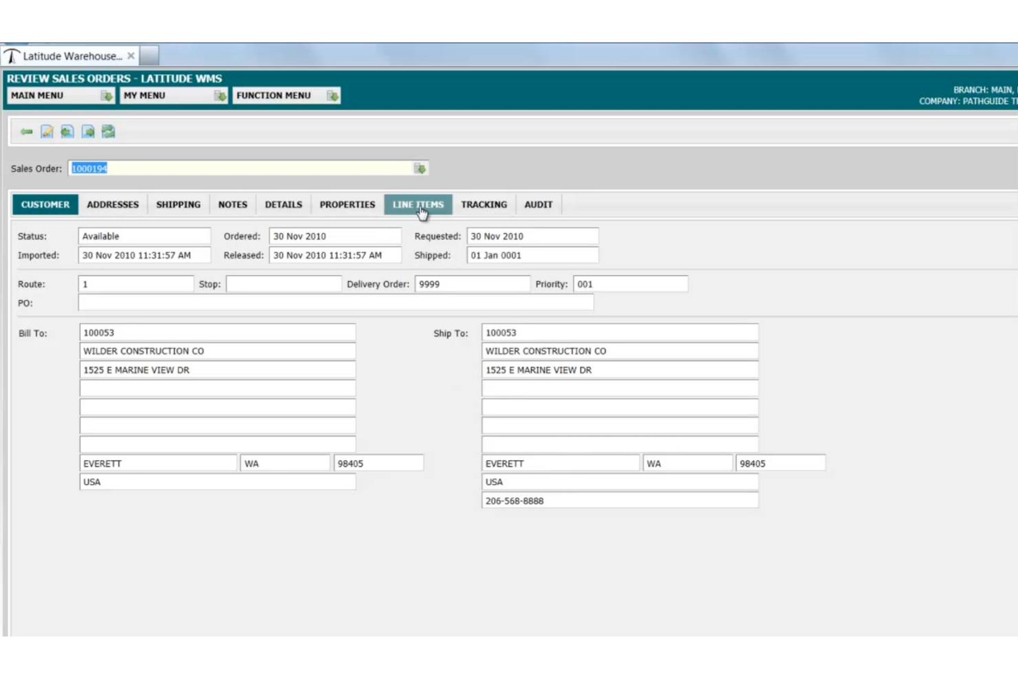 PathGuide Latitude WMS screenshot - I 10 migliori sistemi di gestione ordini di magazzino del 2026