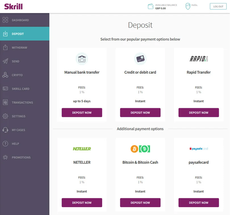 Skrill screenshot - 10 alternative a PayPal per transazioni sicure 2026