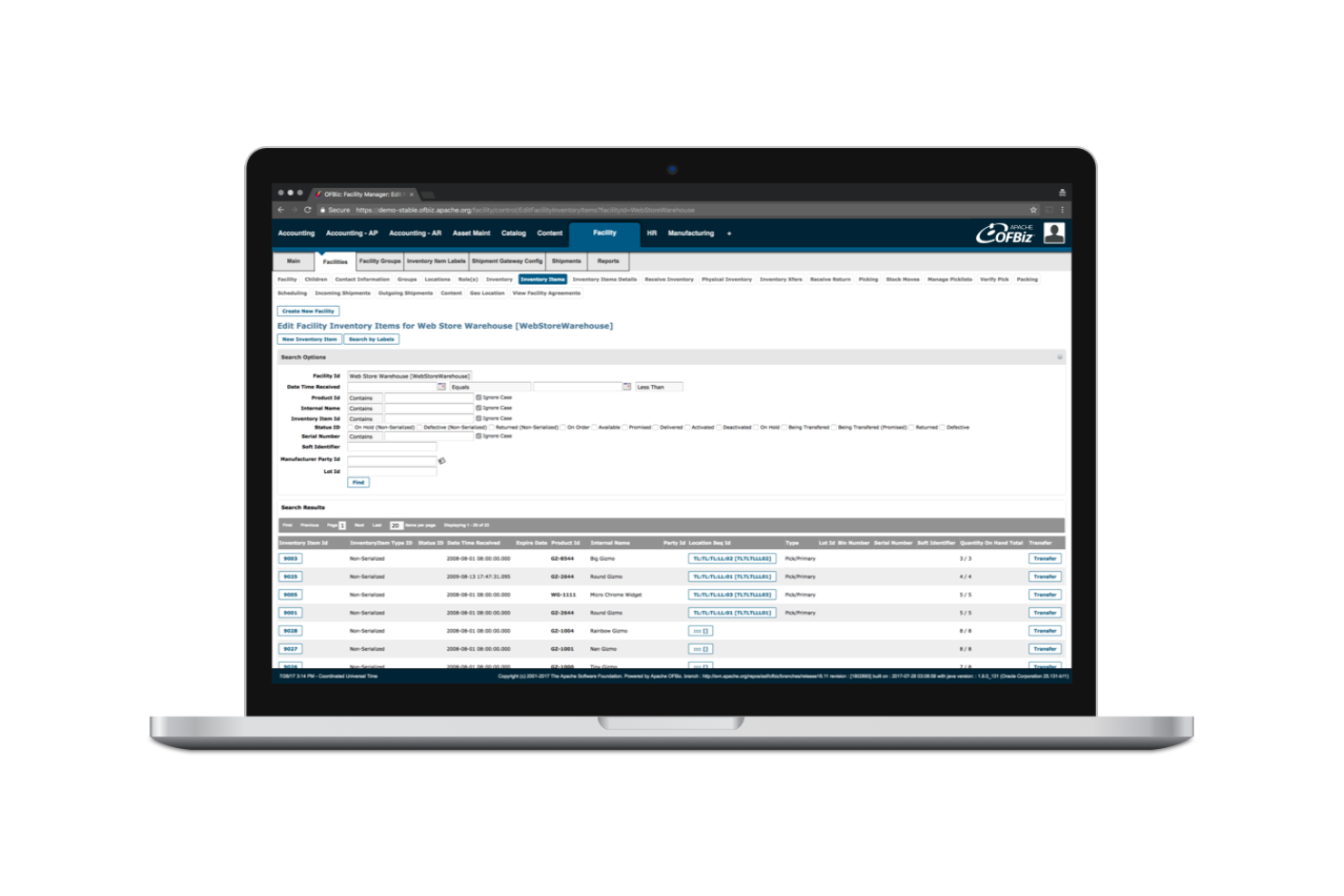 Apache OFBiz screenshot - I 10 migliori software open source per la gestione dell’inventario nel 2026