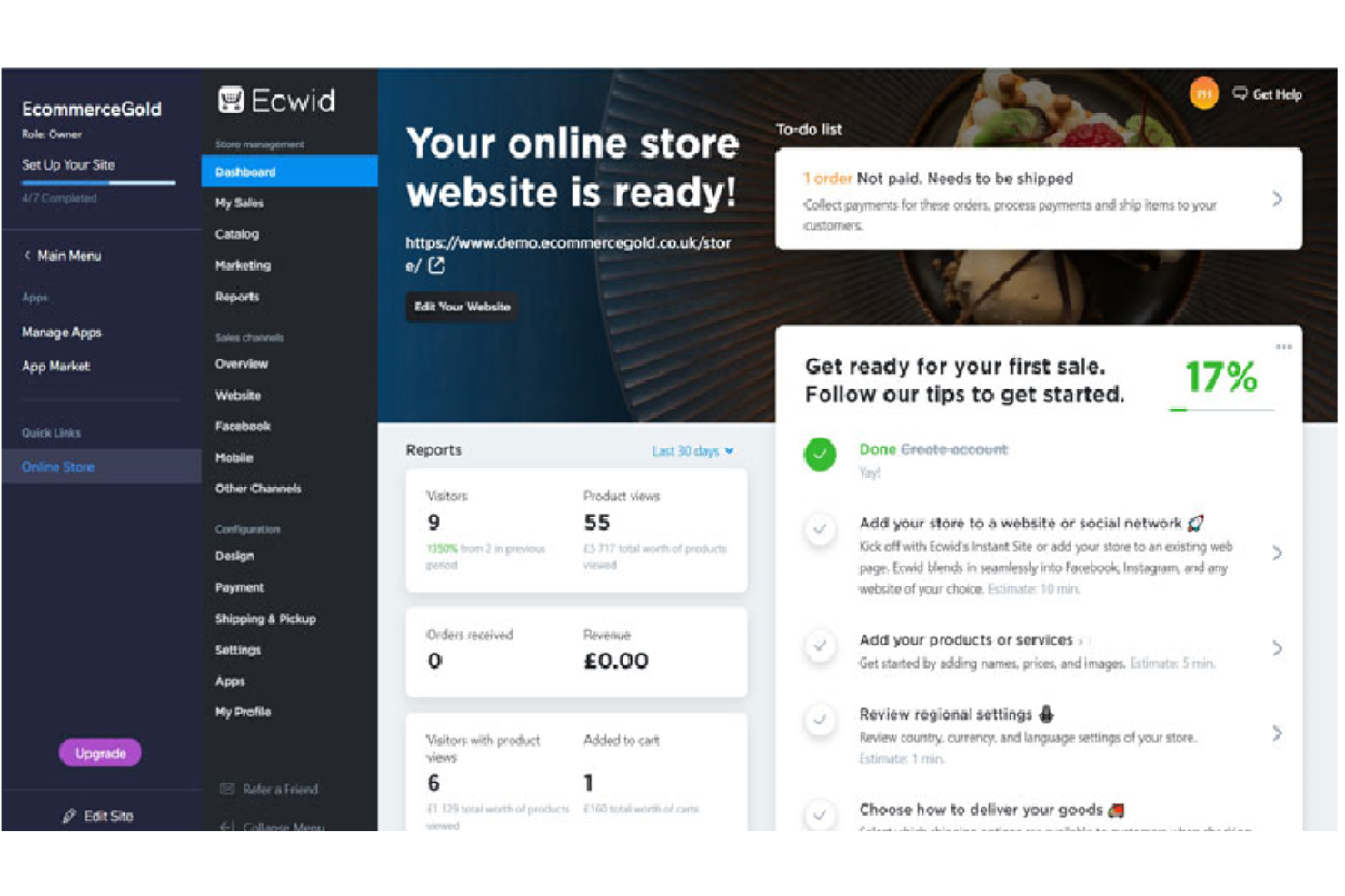 Ecwid screenshot - 10 mejores plataformas de comercio electrónico para empresas emergentes reseñadas en 2026