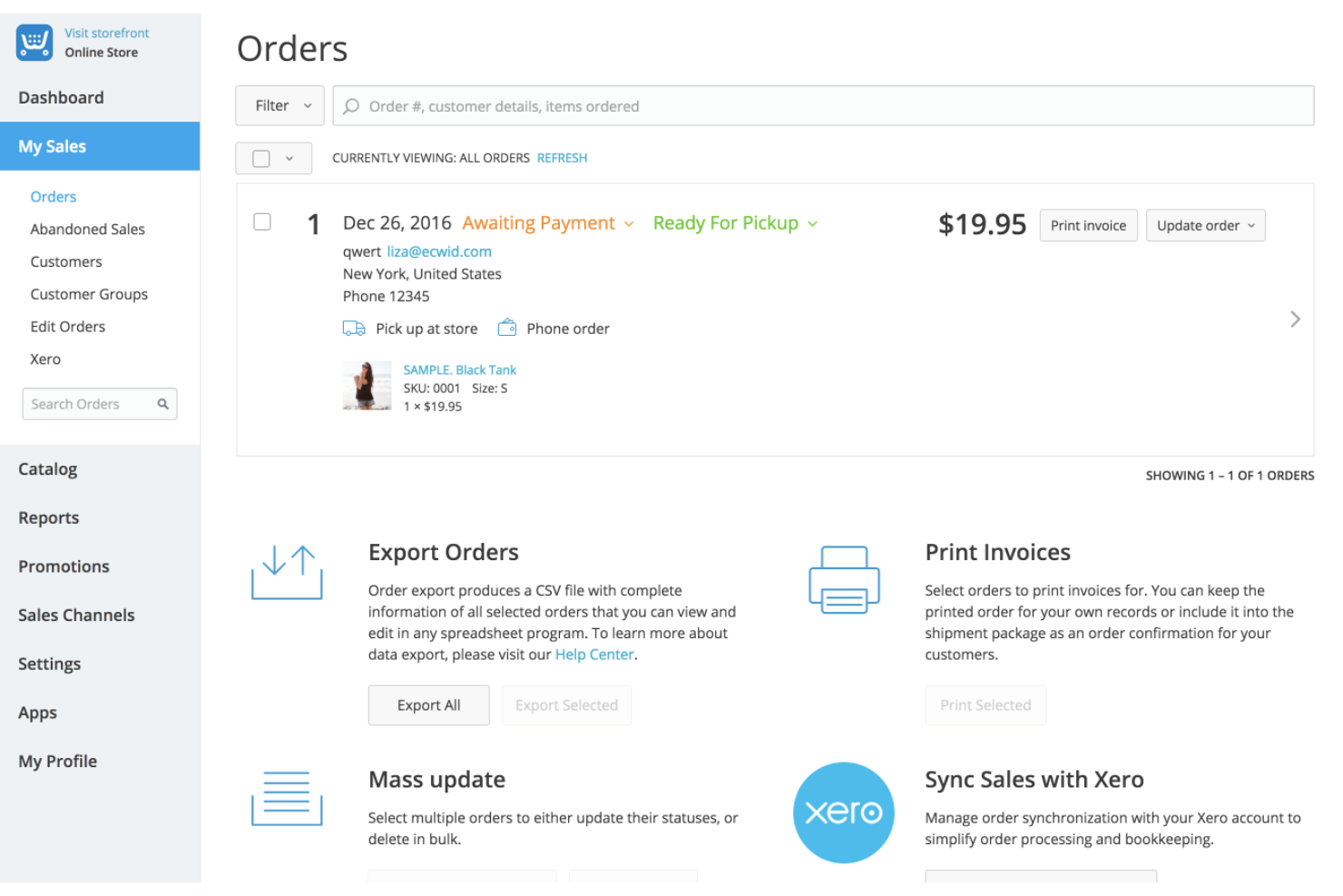 Ecwid screenshot - 10 Mejores Creadores de Sitios Web de Comercio Electrónico para 2026