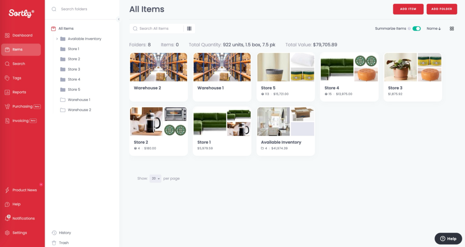 Sortly screenshot - Le 10 migliori soluzioni software ERP per la gestione dell’inventario nel 2026