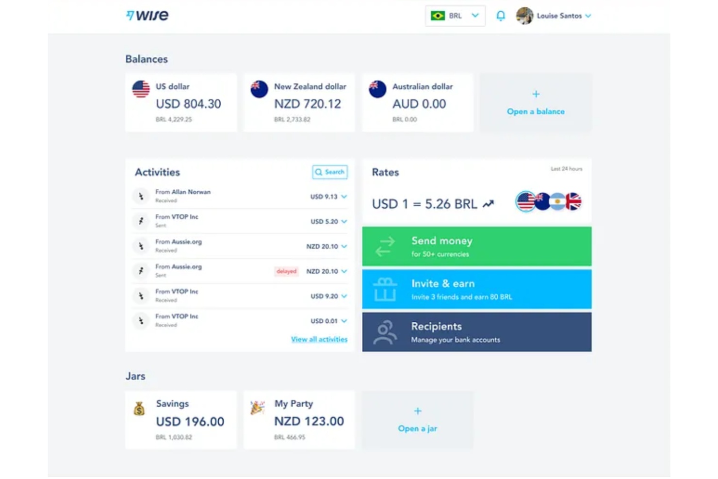 Wise screenshot - 12 migliori alternative a Venmo nel 2026