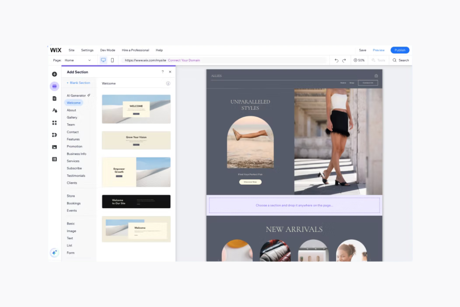 Wix screenshot - Le 10 migliori alternative a WooCommerce per il 2026