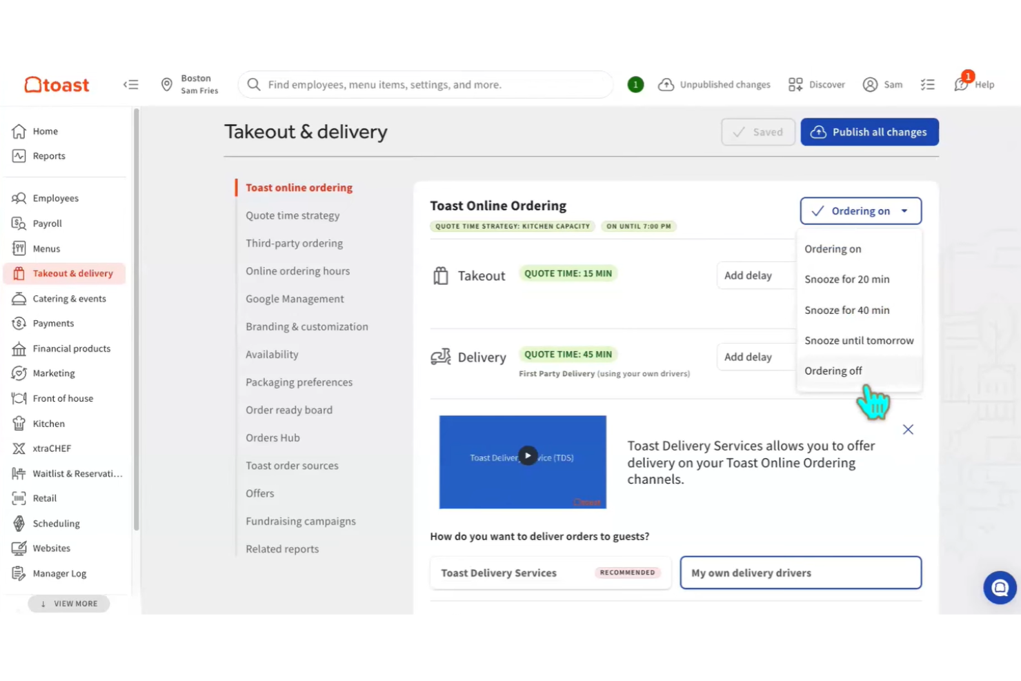Toast Online Ordering screenshot - I 13 Migliori Sistemi di Ordinazione Online Selezionati per il 2026