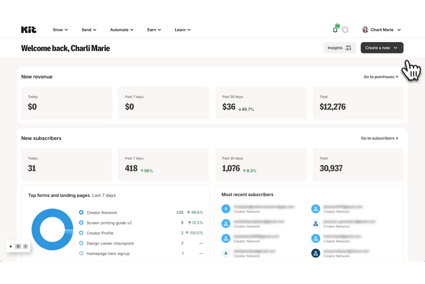 Kit screenshot - 10 Migliori Alternative a Mailchimp per il 2026
