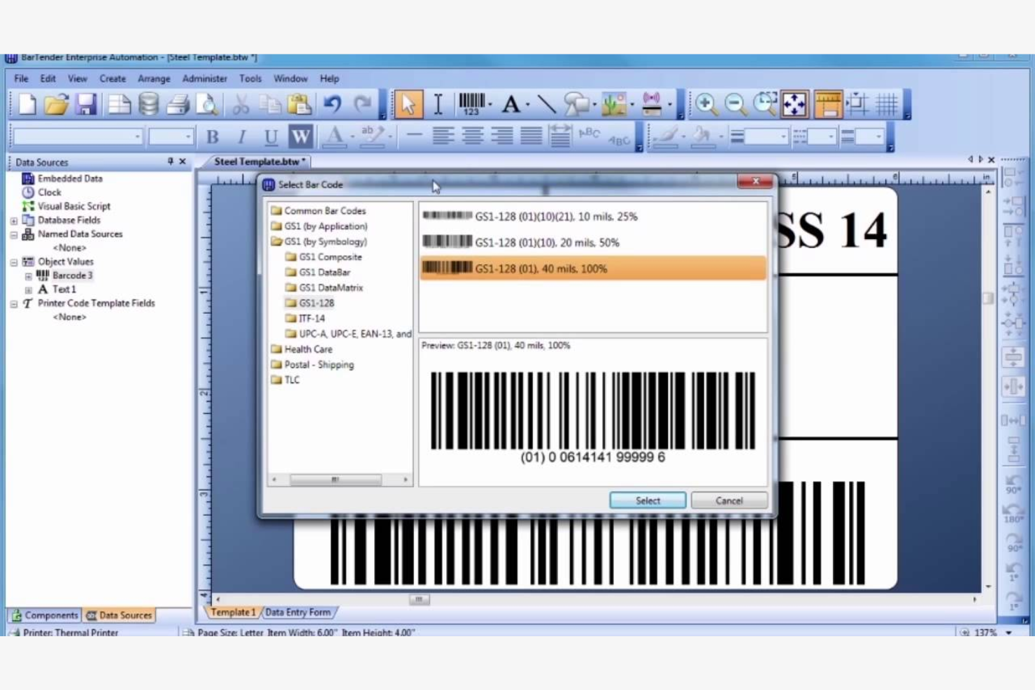 BarTender screenshot - 10 mejores soluciones de software de códigos de barras para 2026