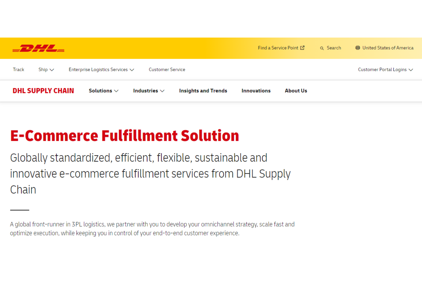 DHL Supply Chain screenshot - 10 Mejores Servicios de Logística para Startups en 2026