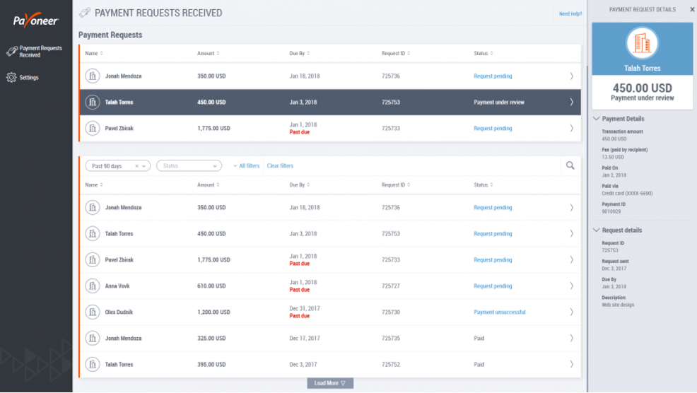 Payoneer screenshot - 10 alternativas a PayPal para transacciones seguras 2026