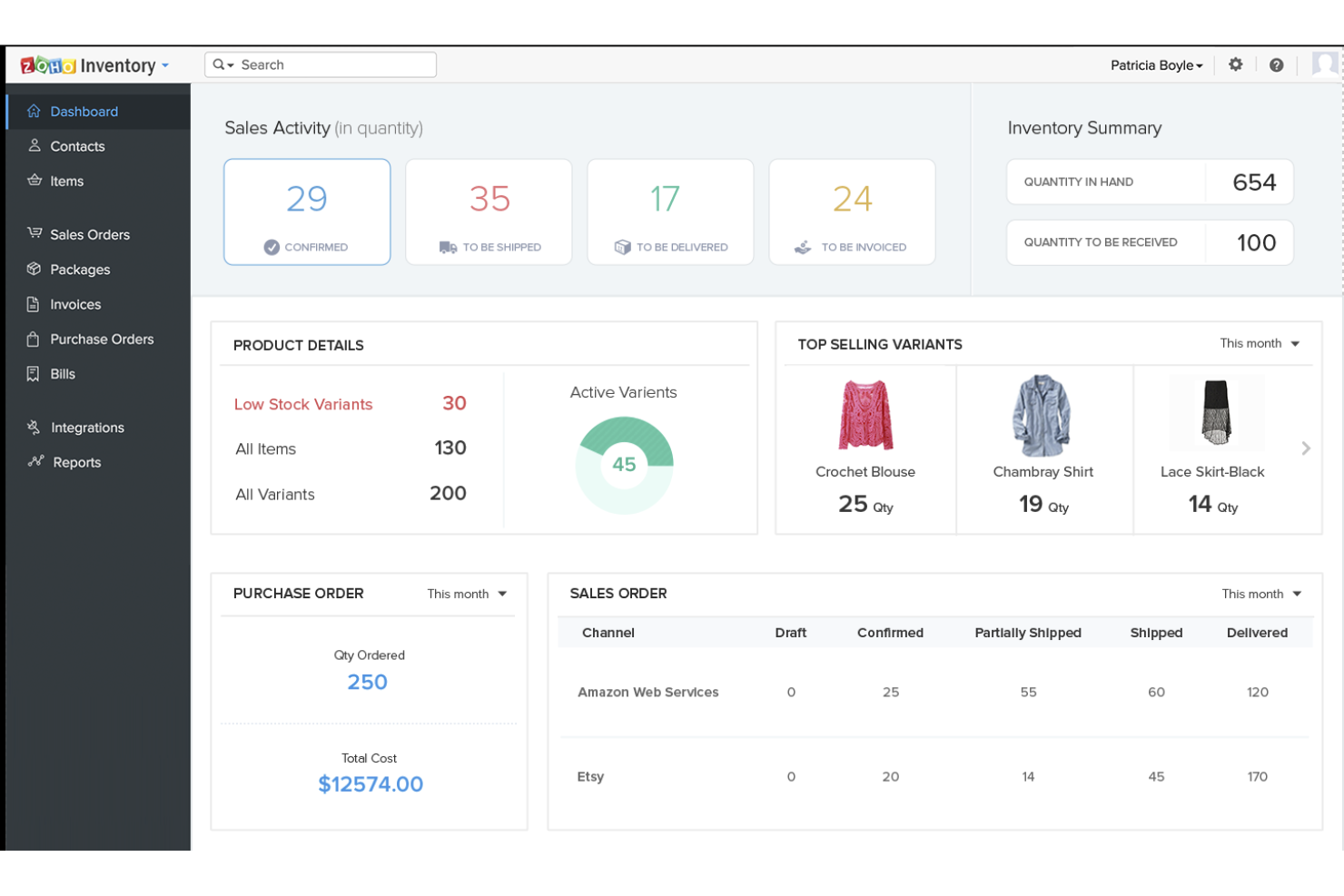 Zoho Inventory screenshot - 10 Mejores Software de Gestión Minorista para 2026