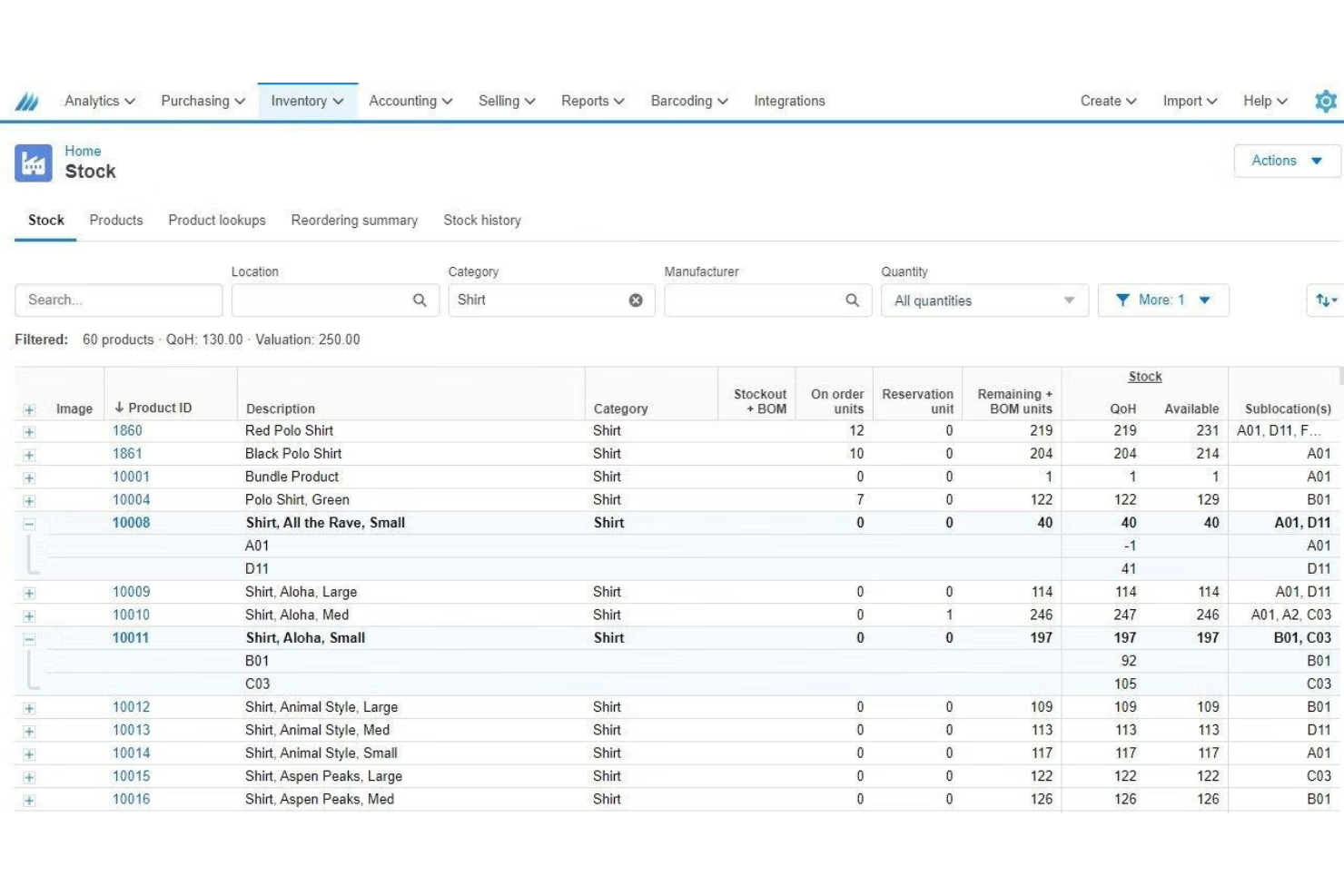 Finale Inventory screenshot - I 10 migliori software di prelievo e imballaggio nel 2026
