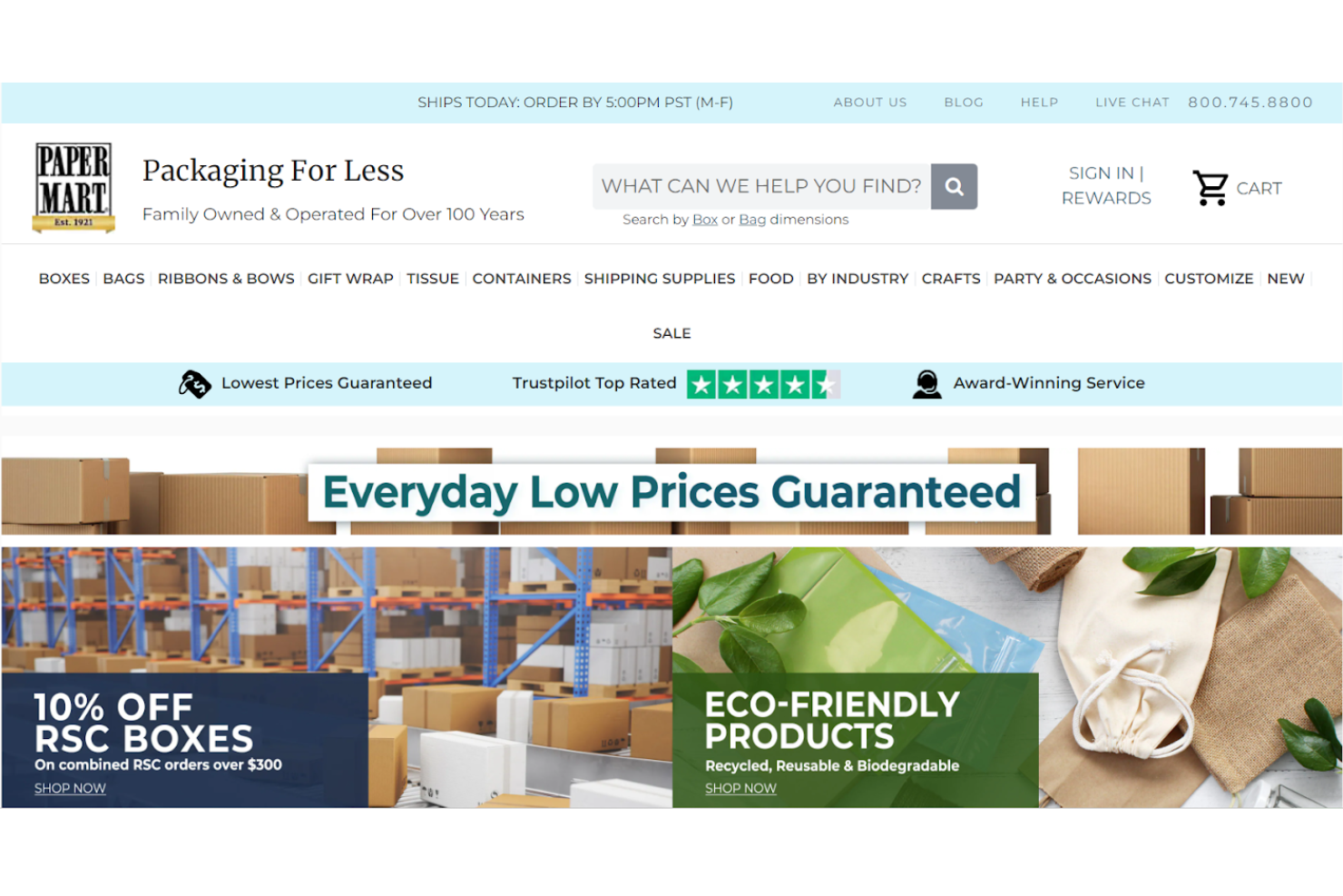 Paper Mart screenshot - 10 migliori produttori di imballaggi sostenibili nel 2026