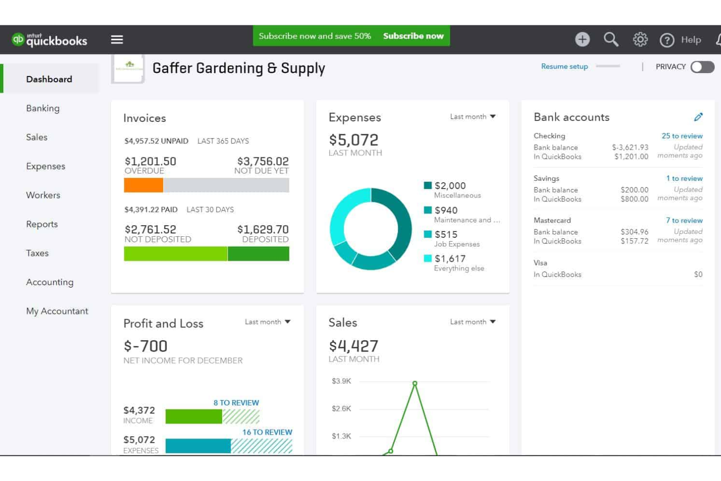 QuickBooks Online screenshot - Las 10 Mejores Soluciones de Pago Móvil para el Comercio Minorista en 2026
