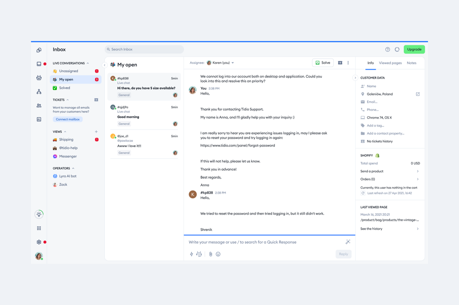 Tidio screenshot - 10 Mejores Herramientas de Marketing para Ecommerce para Crecer en 2026