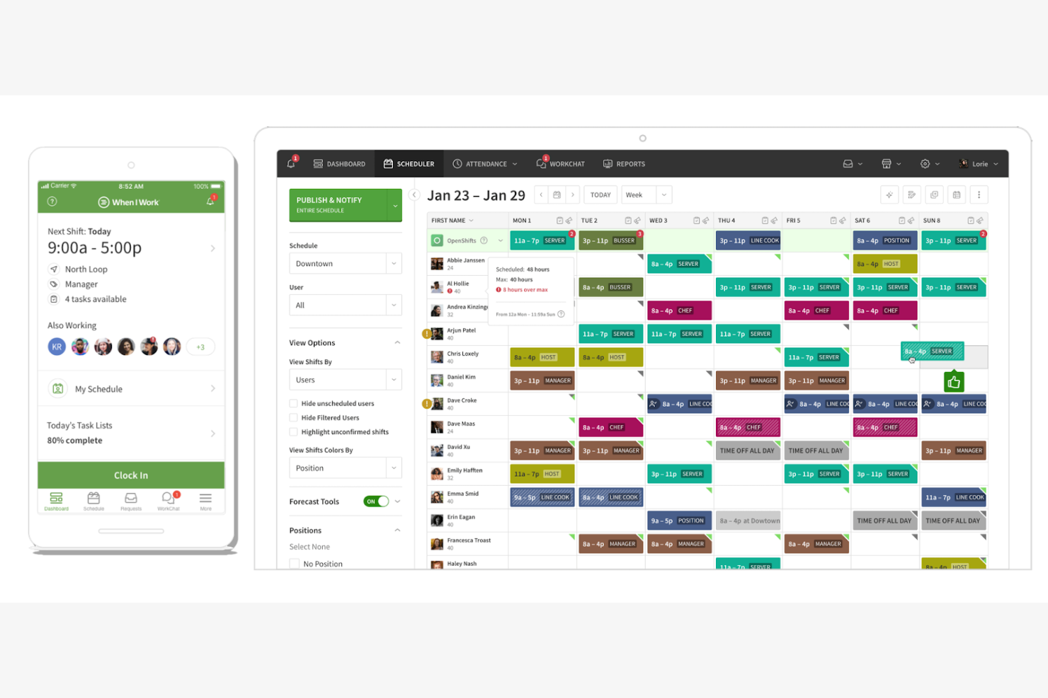When I Work screenshot - 10 mejores programas de programación de empleados para comercio minorista revisados en 2026