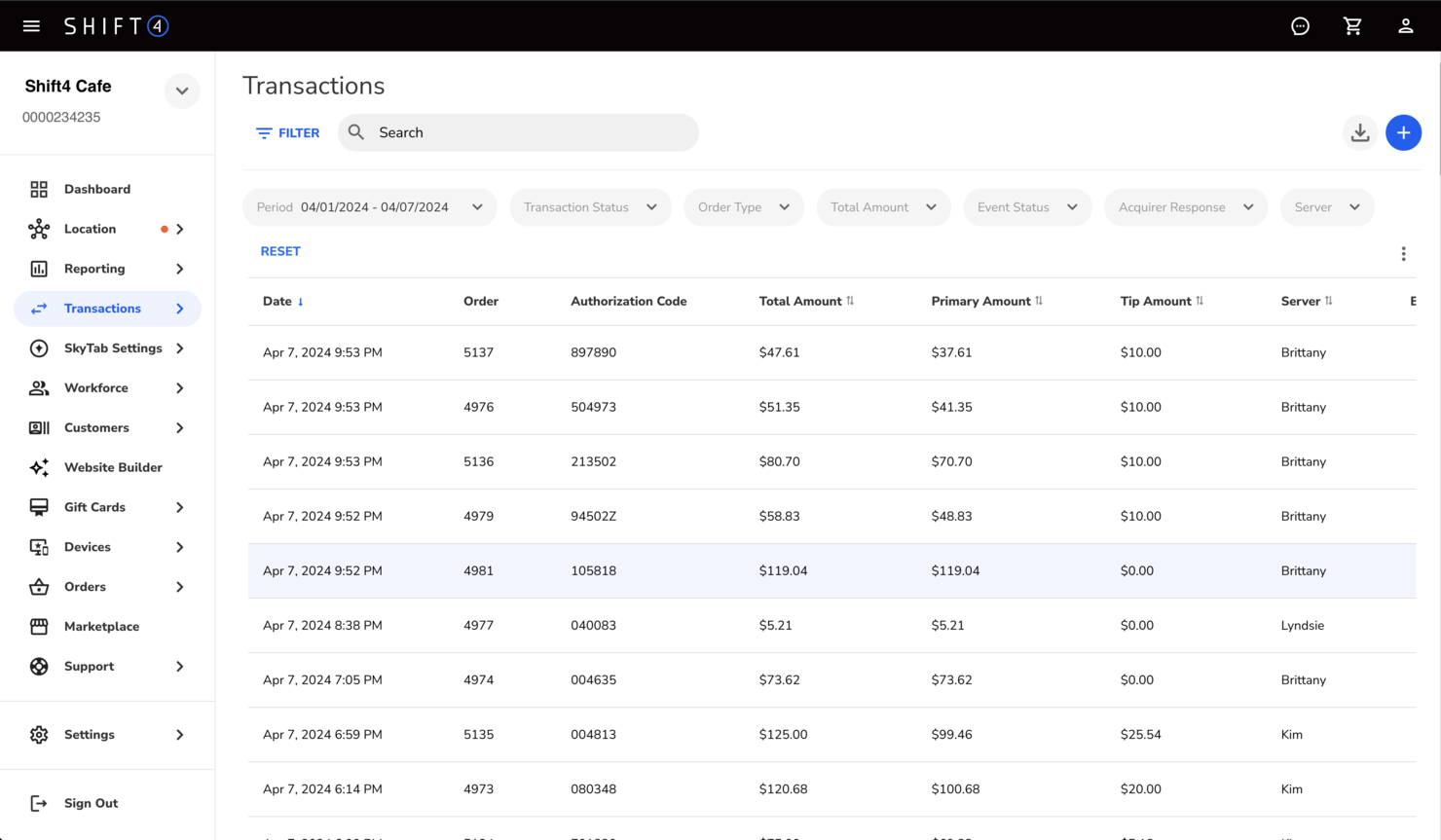 Shift4 screenshot - I 10 migliori software POS per ristoranti per il 2026