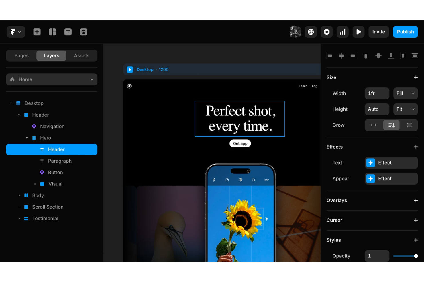 Framer screenshot - Las 10 mejores alternativas a Squarespace comparadas para 2026