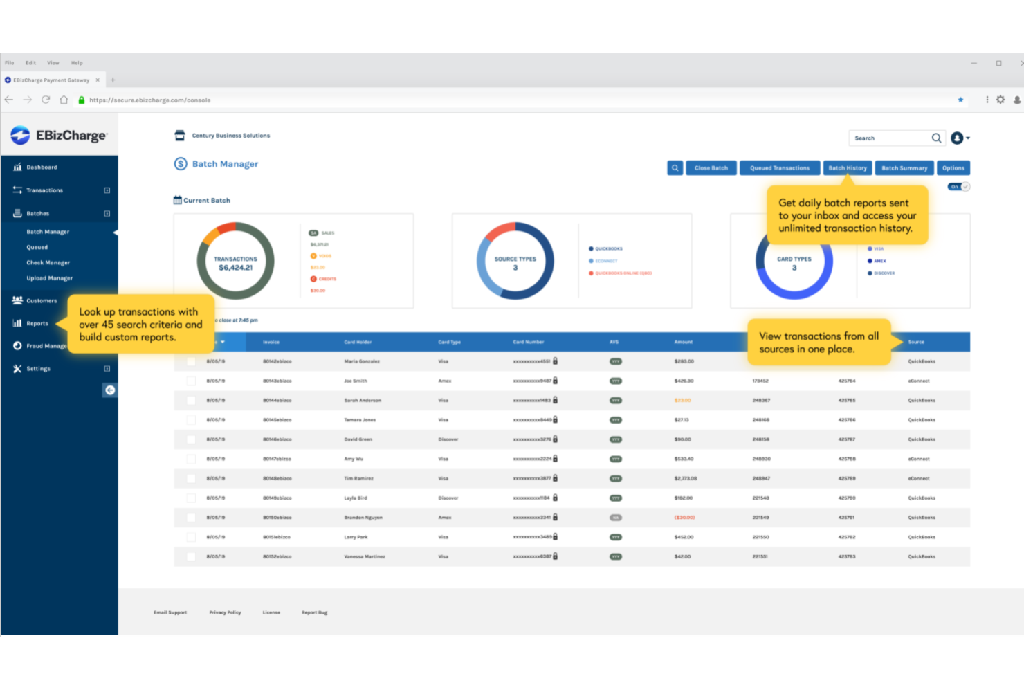 EBizCharge screenshot - 10 migliori alternative a Stripe per i pagamenti online nel 2026