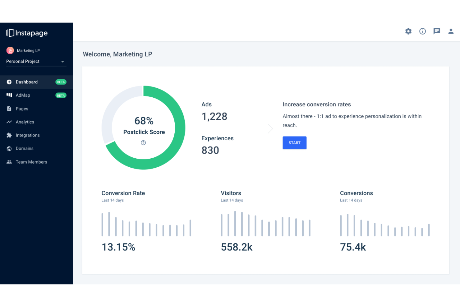Instapage screenshot - I 10 Migliori Costruttori di Landing Page per Ecommerce nel 2026