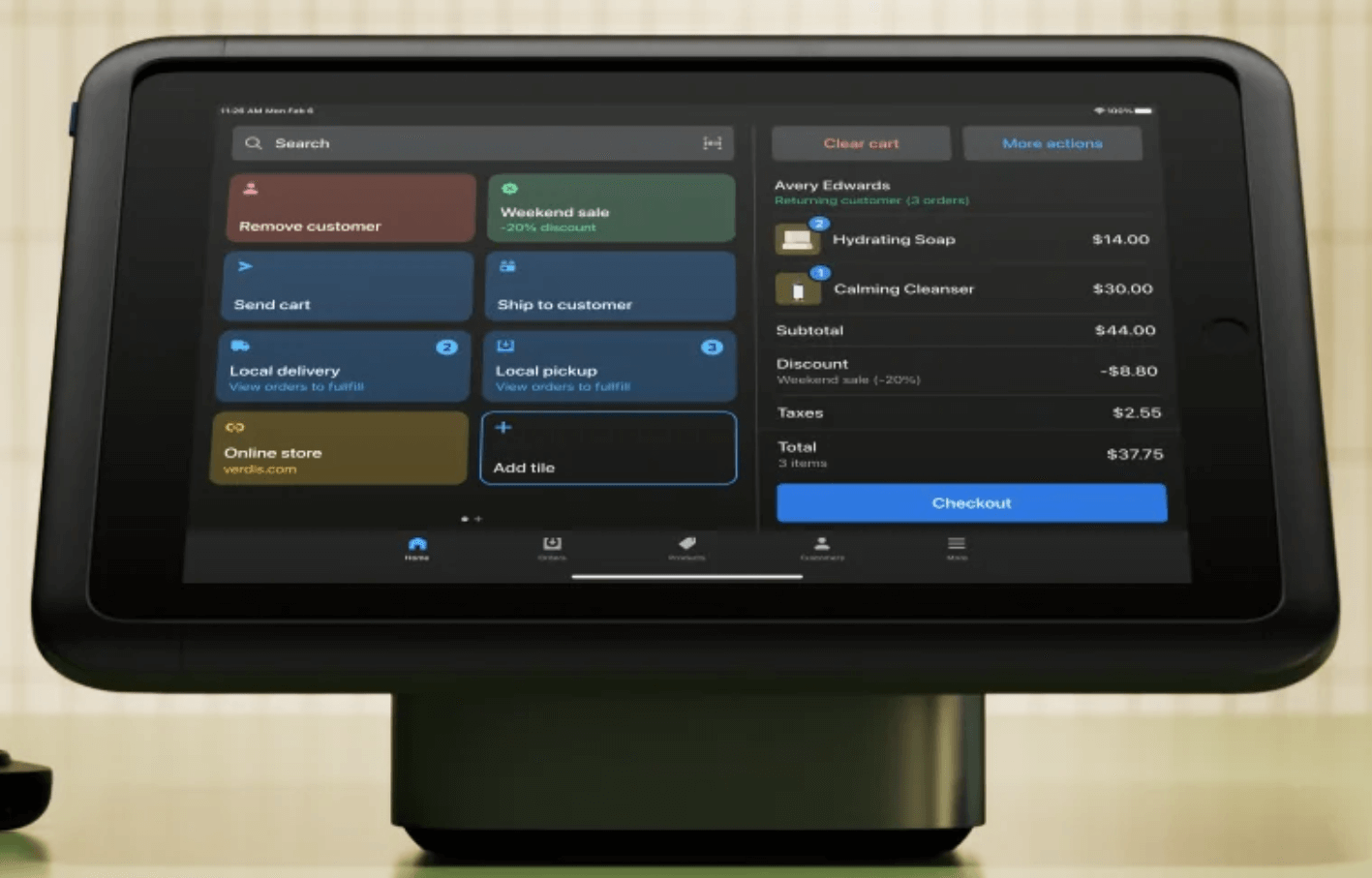 Shopify POS screenshot - Los 10 mejores sistemas POS para comercios minoristas, clasificados y revisados para 2026
