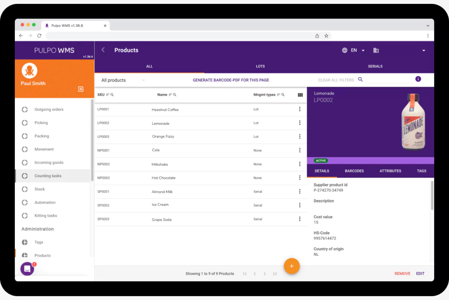 PULPO WMS screenshot - 10 Sistemi di Gestione del Magazzino per E-commerce per il 2026