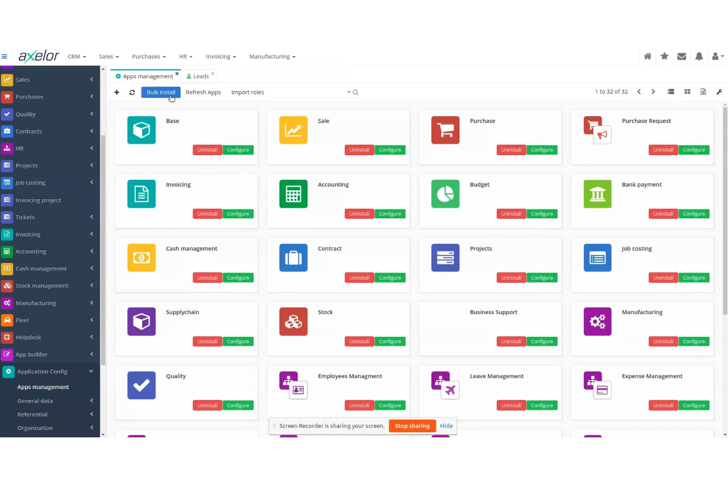 Axelor screenshot - Los 10 Mejores Herramientas de Gestión de Suscripciones de Código Abierto de 2026