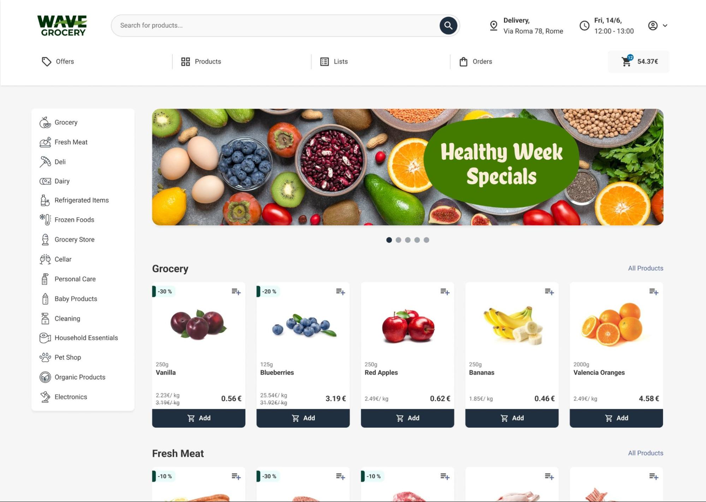 Wave Grocery screenshot - Las 10 mejores plataformas de comercio electrónico para supermercados para 2026
