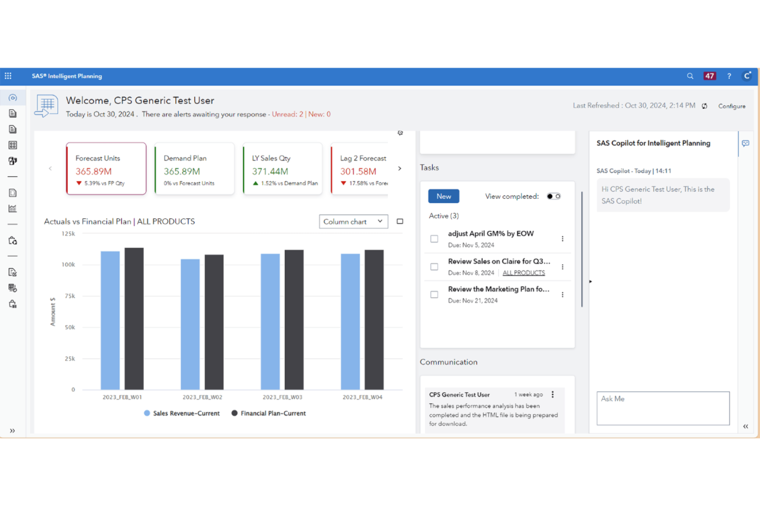 SAS Intelligent Planning screenshot - I 10 migliori software di pianificazione retail per il 2026
