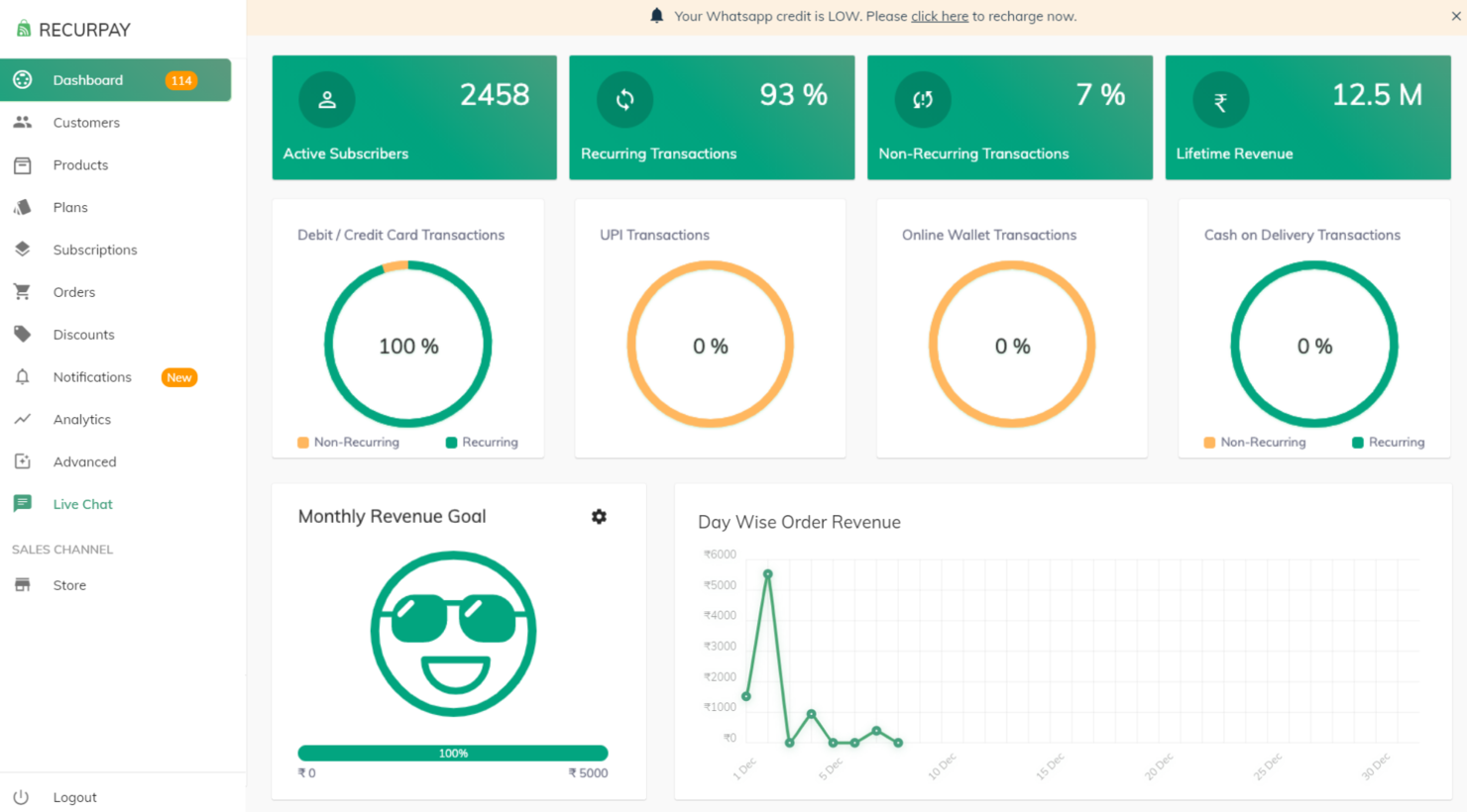 Recurpay screenshot - 10 mejores programas gratuitos de gestión de suscripciones para 2026