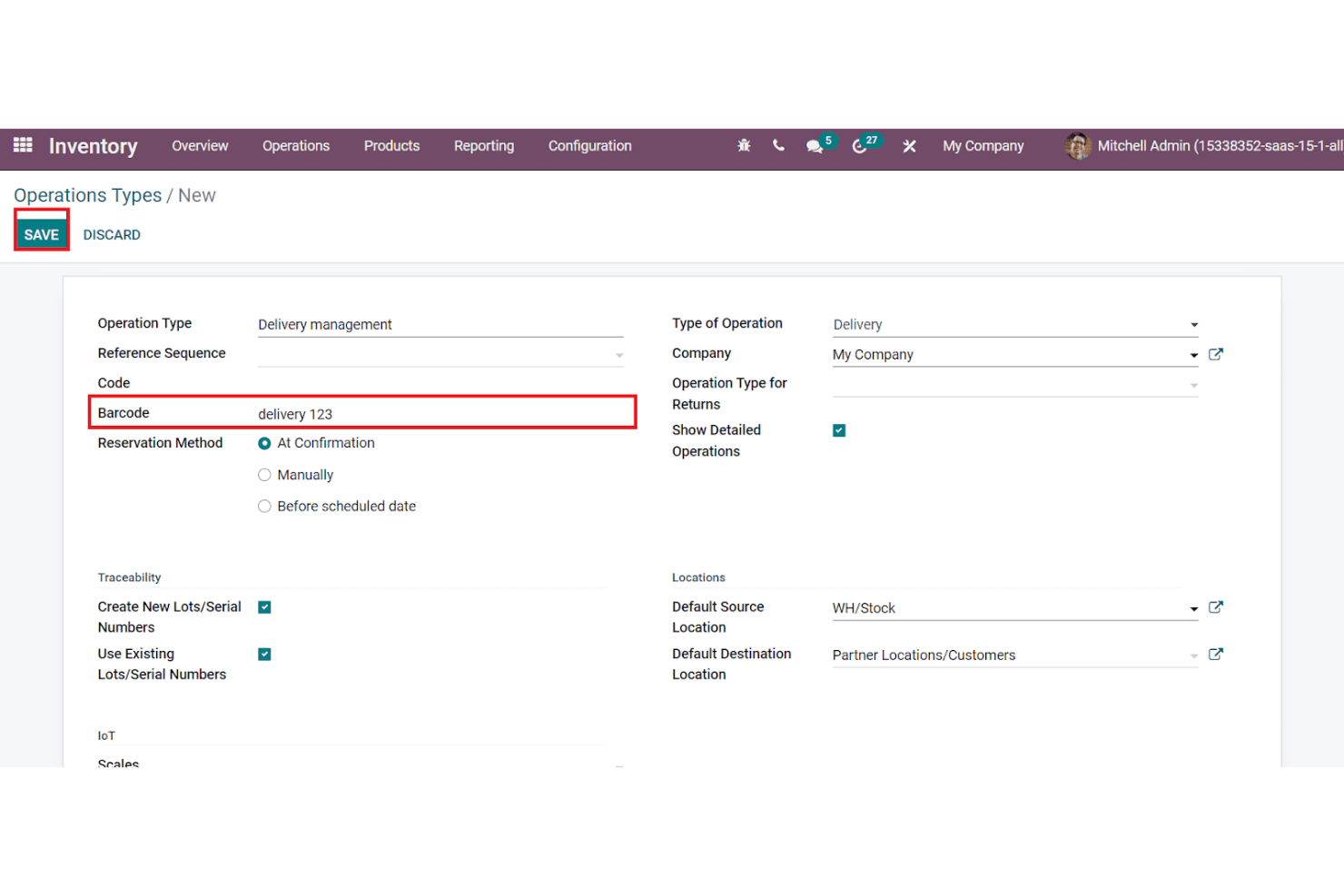 Odoo Inventory screenshot - 10 Mejores Programas de Gestión de Inventario con Códigos de Barras para 2026