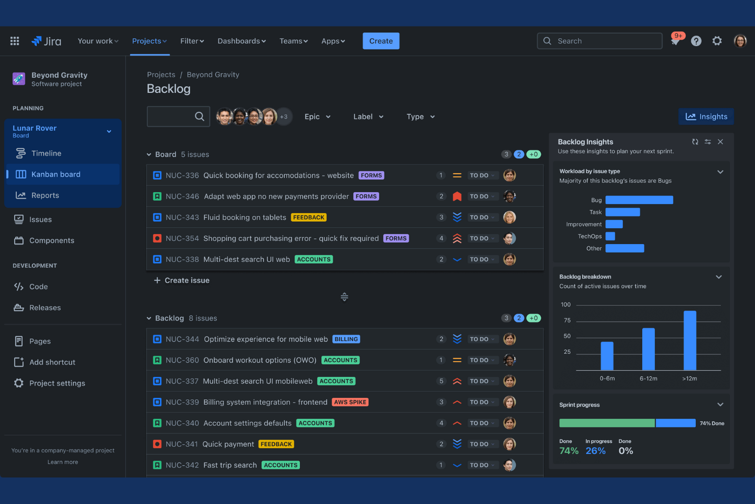 Jira screenshot - 10 Beste Wrike-alternatieven in 2026