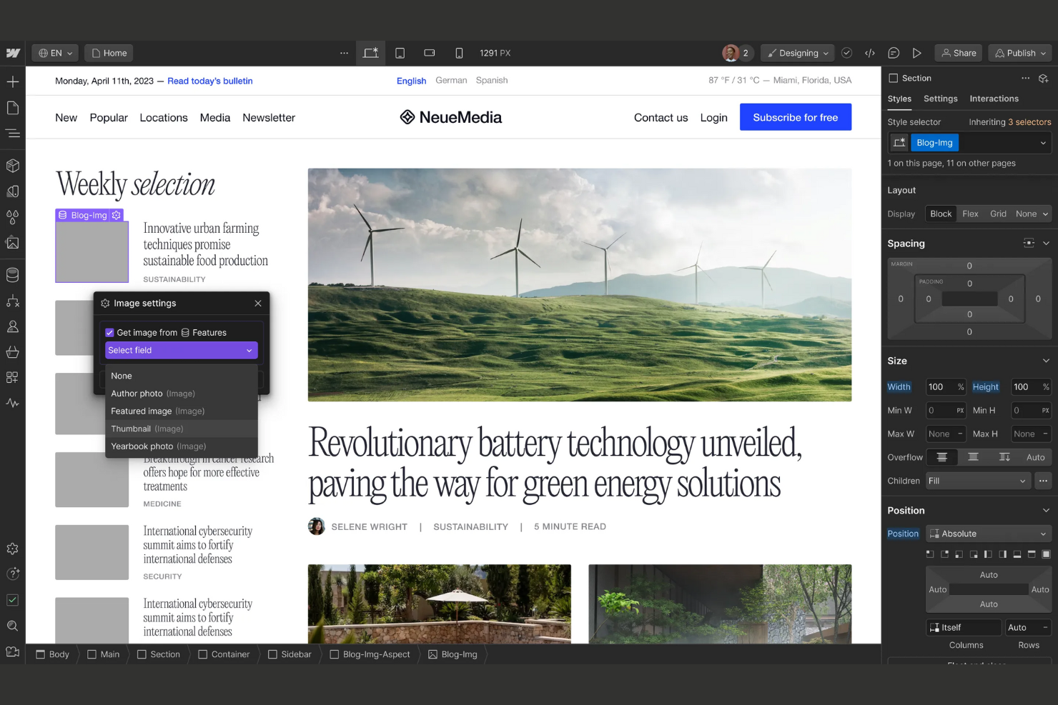 Webflow screenshot - 10 Wix-alternatieven voor 2026