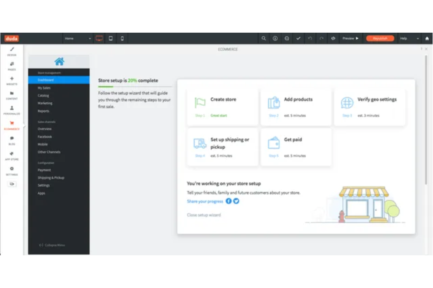 Duda screenshot - 10 Wix-alternatieven voor 2026