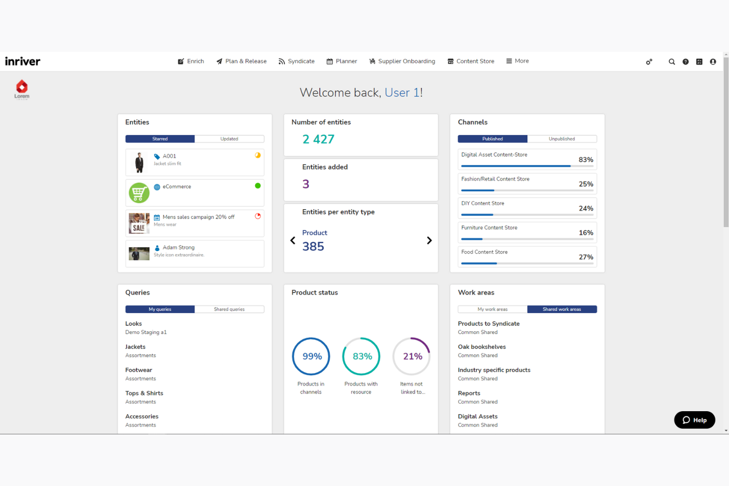 Inriver screenshot - 10 beste softwaretools voor e-commerce-PIM voor 2026