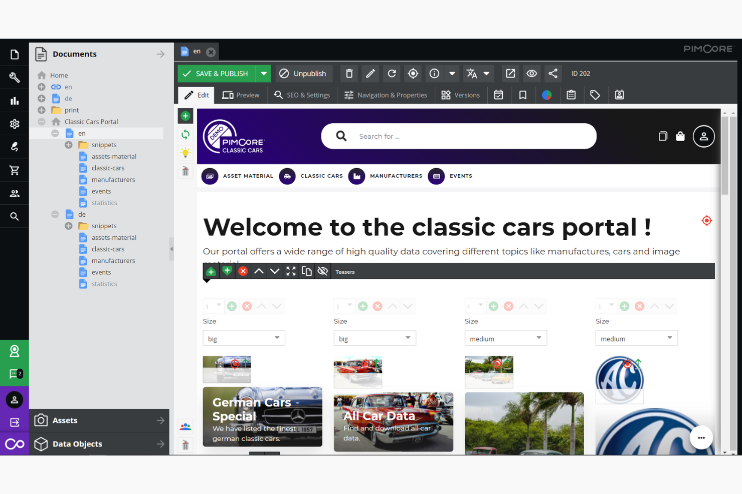 Pimcore screenshot - 10 beste softwaretools voor e-commerce-PIM voor 2026