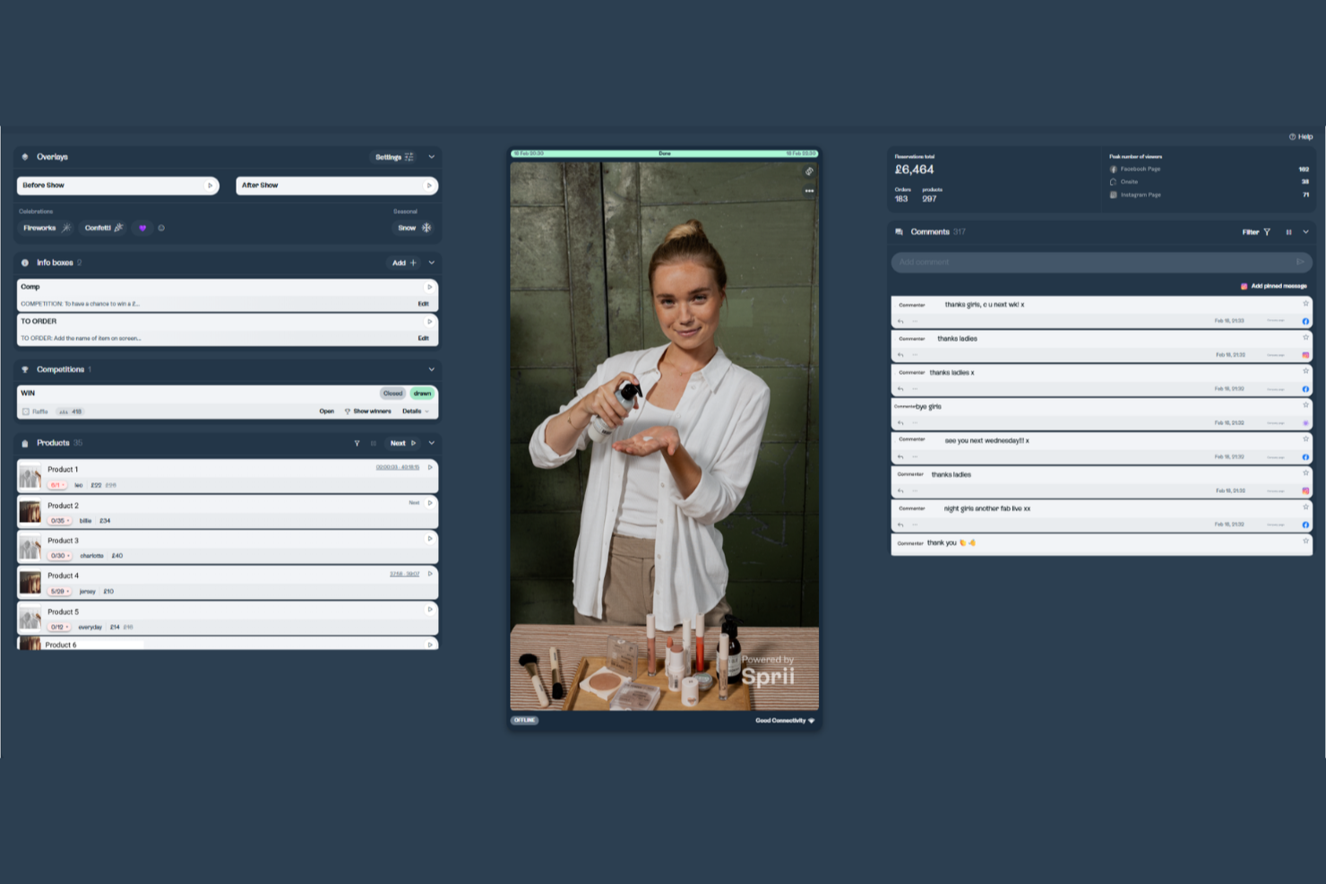 Sprii screenshot - 10 beste livewinkelplatforms om de verkoop in 2026 te verhogen