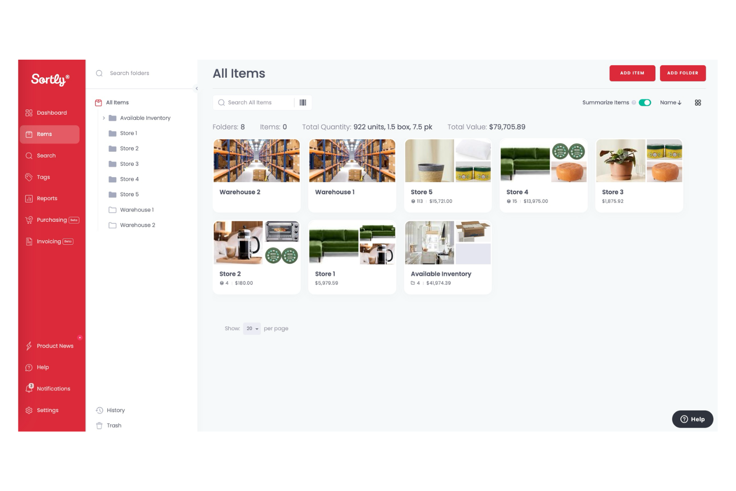 Sortly screenshot - 10 beste voorraadbeheersoftware voor restaurants beoordeeld in 2026
