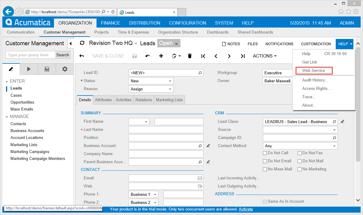 Acumatica screenshot - 10 beste Odoo-alternatieven geselecteerd voor 2026 met de belangrijkste functies en voordelen