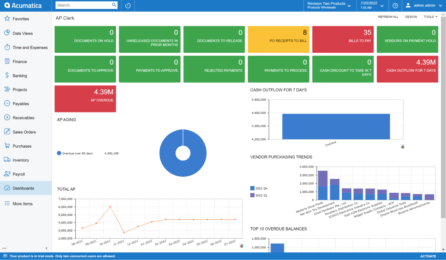 Acumatica screenshot - 10 meilleures alternatives à NetSuite pour 2026