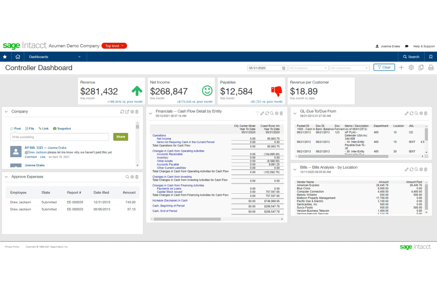 Sage Intacct screenshot - 10 Mejores Alternativas a Odoo Seleccionadas para 2026 Con Principales Características y Beneficios