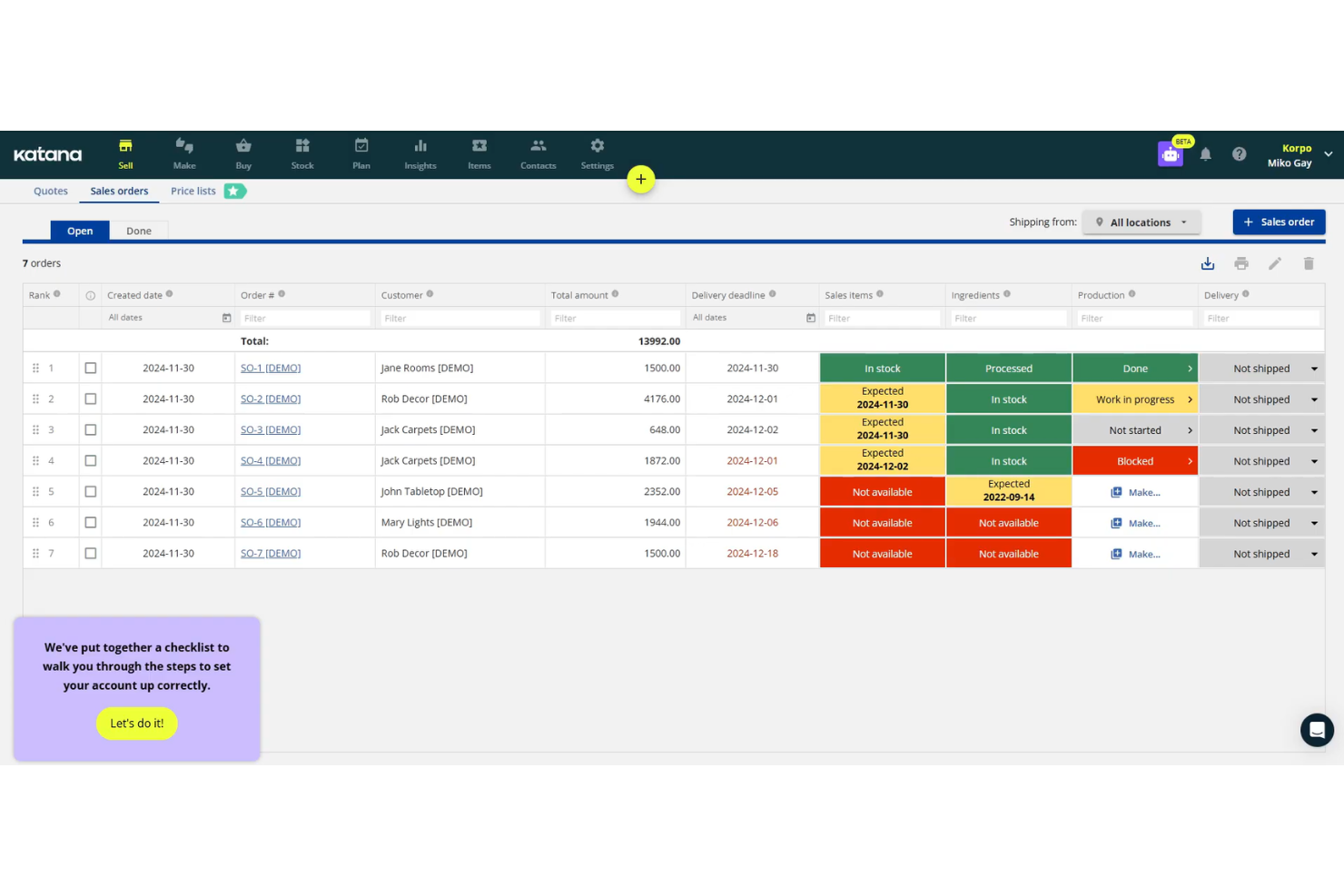 Katana Cloud Inventory screenshot - 10 Mejores Alternativas a Odoo Seleccionadas para 2026 Con Principales Características y Beneficios