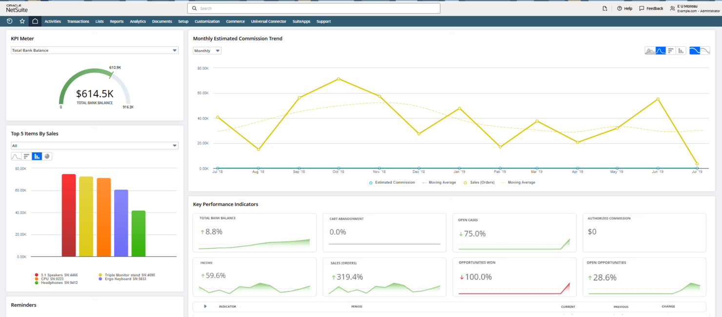 Oracle NetSuite screenshot - Le 10 migliori alternative a Odoo selezionate per il 2026 con le principali funzionalità e vantaggi