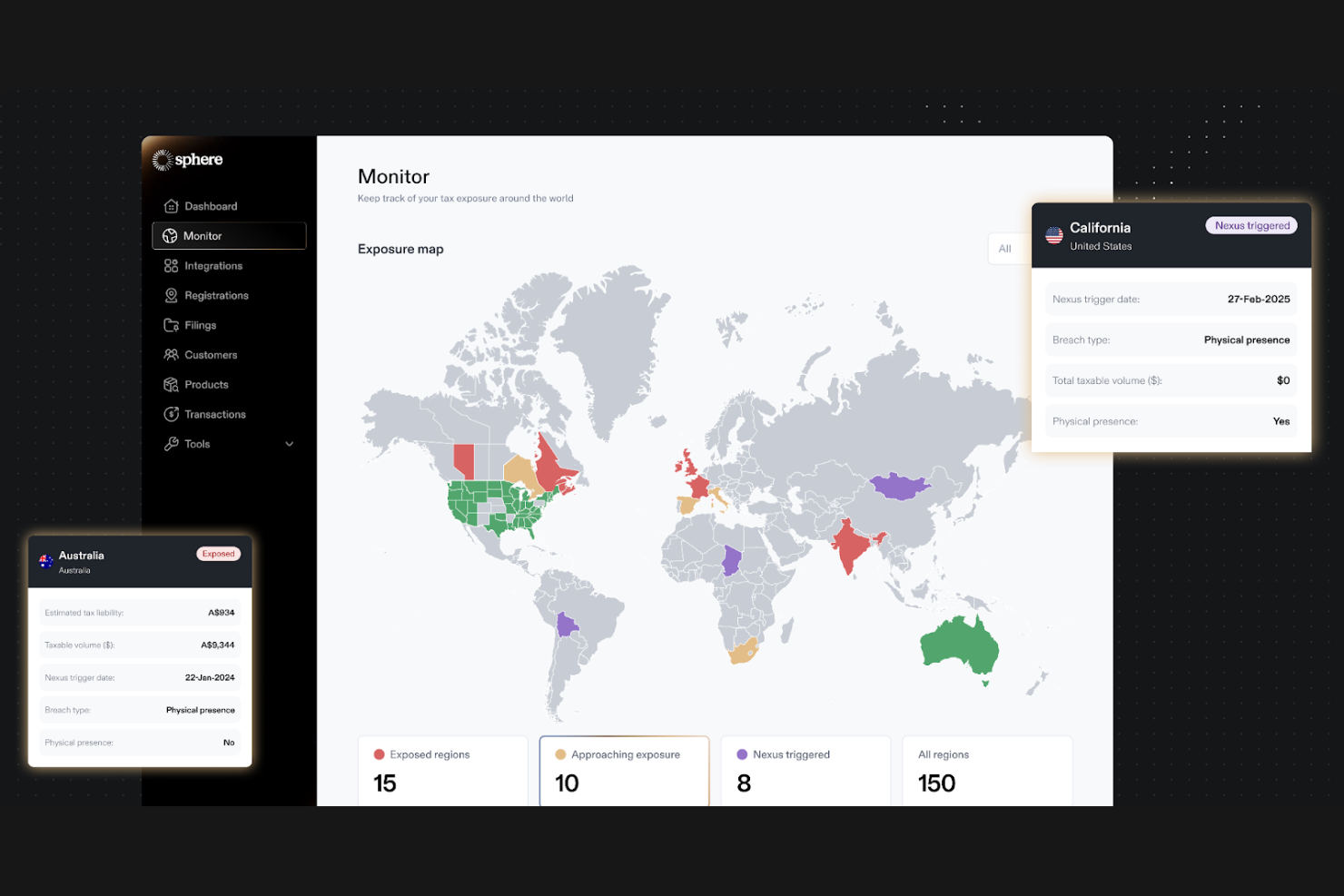 Sphere screenshot - 10 migliori alternative ad Avalara selezionate per il 2026 con le principali funzionalità di conformità fiscale