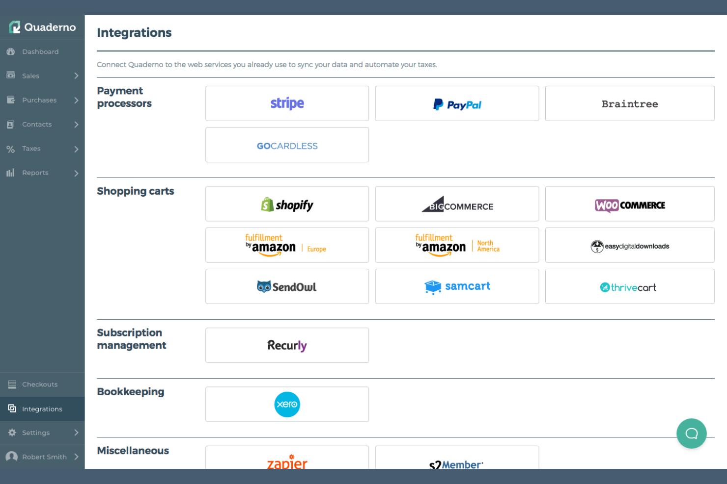 Quaderno screenshot - 10 migliori alternative ad Avalara selezionate per il 2026 con le principali funzionalità di conformità fiscale