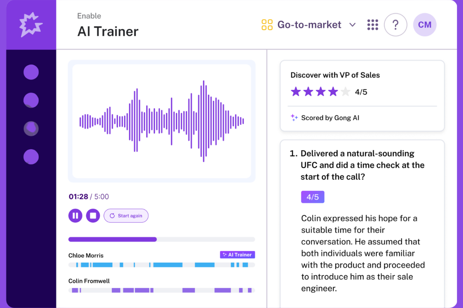 Gong screenshot - Las 10 mejores alternativas a Intercom elegidas para 2026 para mejorar la comunicación entre equipos y con clientes