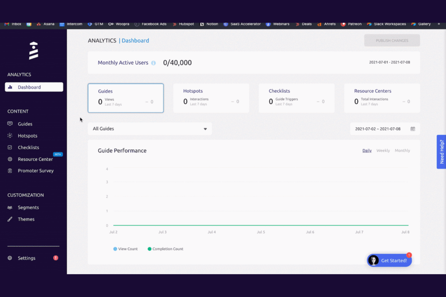 UserGuiding screenshot - 10 mejores alternativas a Hotjar para la grabación de sesiones en 2026