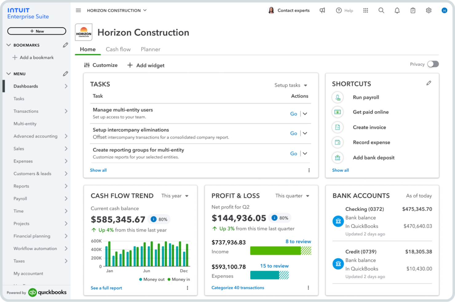Intuit Quickbooks screenshot - 10 meilleures alternatives à NetSuite pour 2026